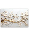 Modern canvas print for living room 3D - Golden leaf tree | FEEBY