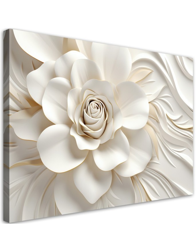 Modern canvas print for living room - White flower 3D | FEEBY