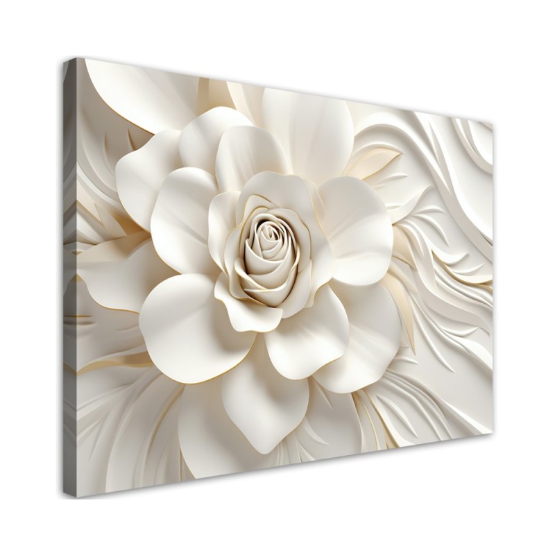 Modern canvas print for living room - White flower 3D | FEEBY