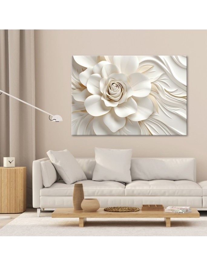 Modern canvas print for living room - White flower 3D | FEEBY