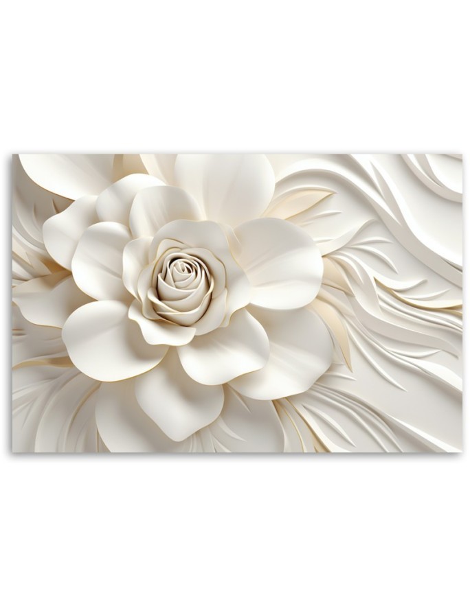 Modern canvas print for living room - White flower 3D | FEEBY