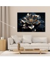 Wall painting for living room - Blue gold lotus flower 3D | FEEBY