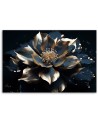 Wall painting for living room - Blue gold lotus flower 3D | FEEBY