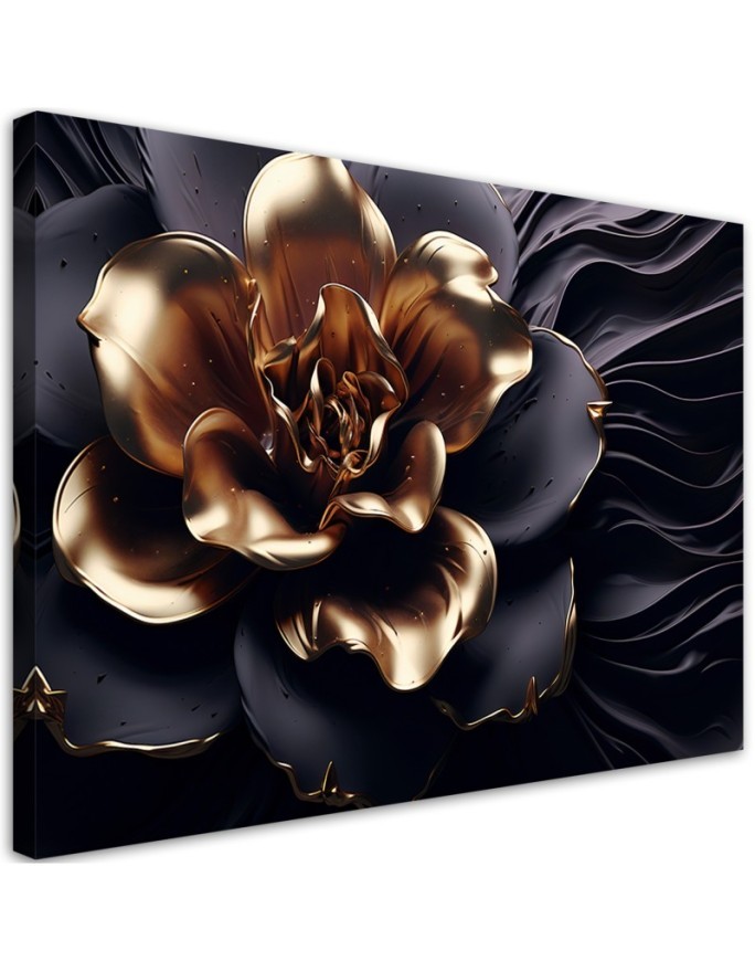 Modern canvas print for living room - AI Gold abstract flower | FEEBY