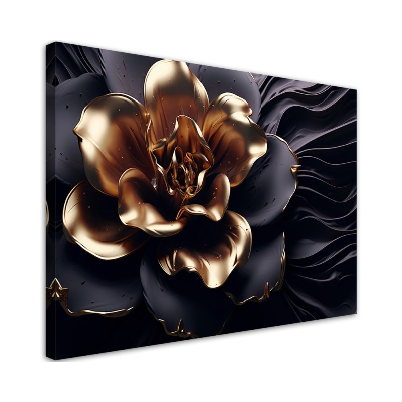 Modern canvas print for living room - AI Gold abstract flower | FEEBY