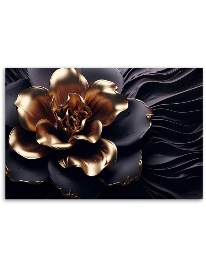 Modern canvas print for living room - AI Gold abstract flower | FEEBY