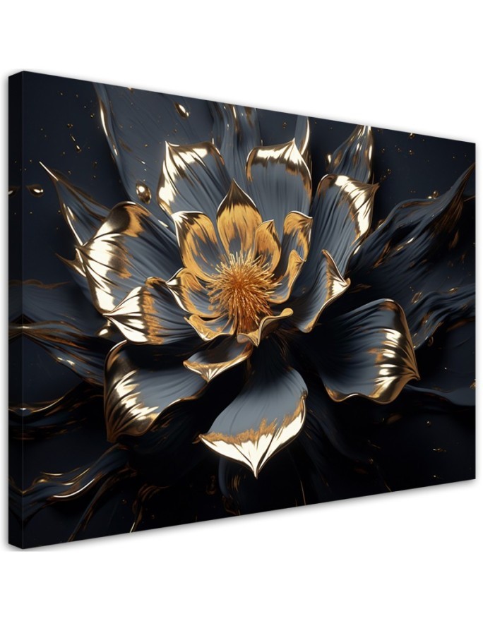 Canvas painting for the living room - Golden flower abstract 3D | FEEBY