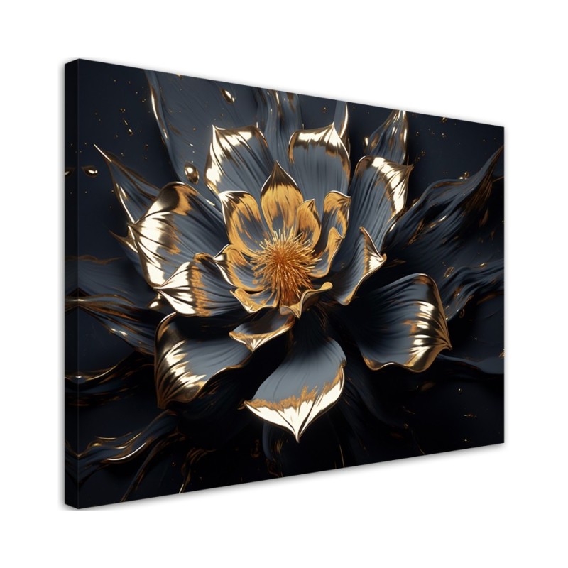 Canvas painting for the living room - Golden flower abstract 3D | FEEBY