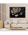 Canvas painting for the living room - Golden flower abstract 3D | FEEBY