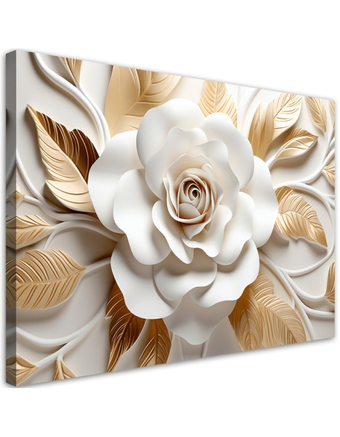 Wall painting for living room - White gold flower 3D | FEEBY