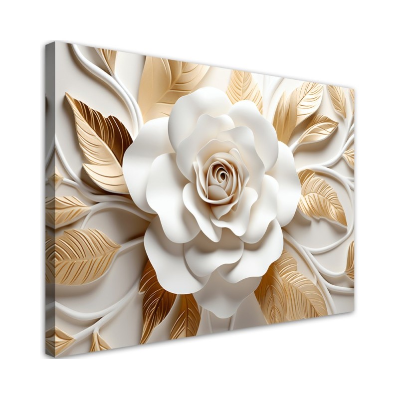 Wall painting for living room - White gold flower 3D | FEEBY