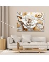 Wall painting for living room - White gold flower 3D | FEEBY