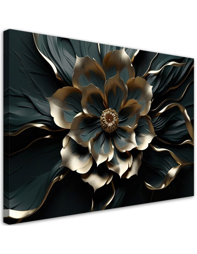 Bedroom wall painting - 3D Golden flower glamour | FEEBY