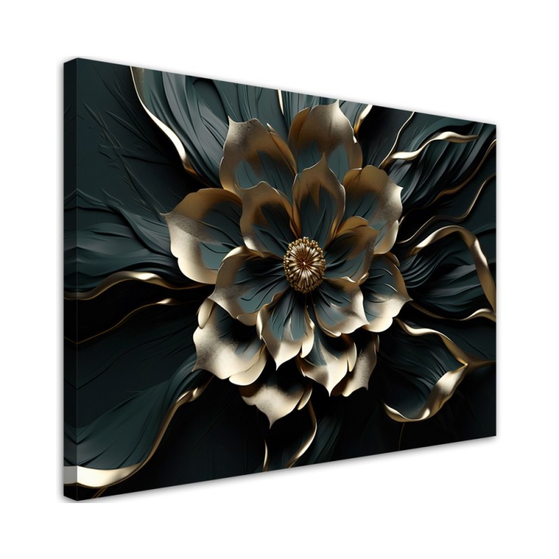 Bedroom wall painting - 3D Golden flower glamour | FEEBY