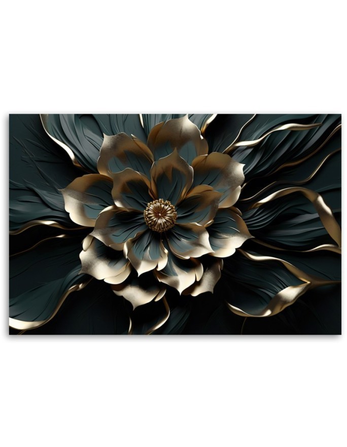Bedroom wall painting - 3D Golden flower glamour | FEEBY