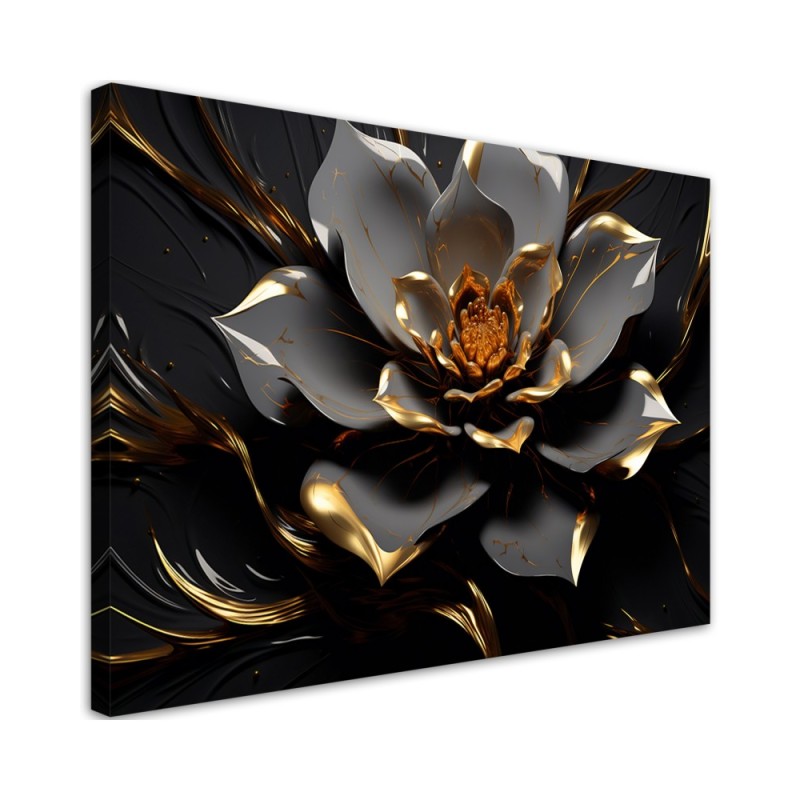 Room wall painting - Golden glamour flower 3D | FEEBY