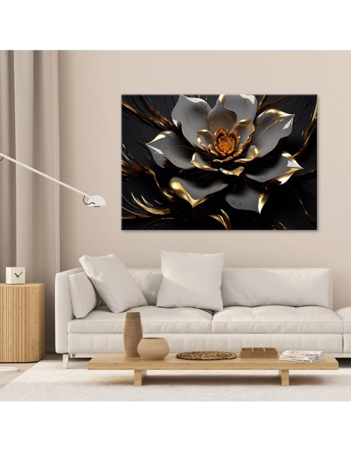 Room wall painting - Golden glamour flower 3D | FEEBY