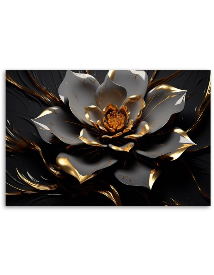 Room wall painting - Golden glamour flower 3D | FEEBY