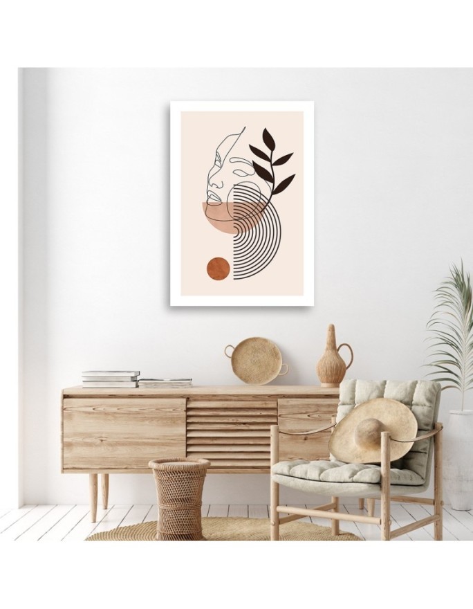 Bedroom wall painting - Boho face of a woman lines