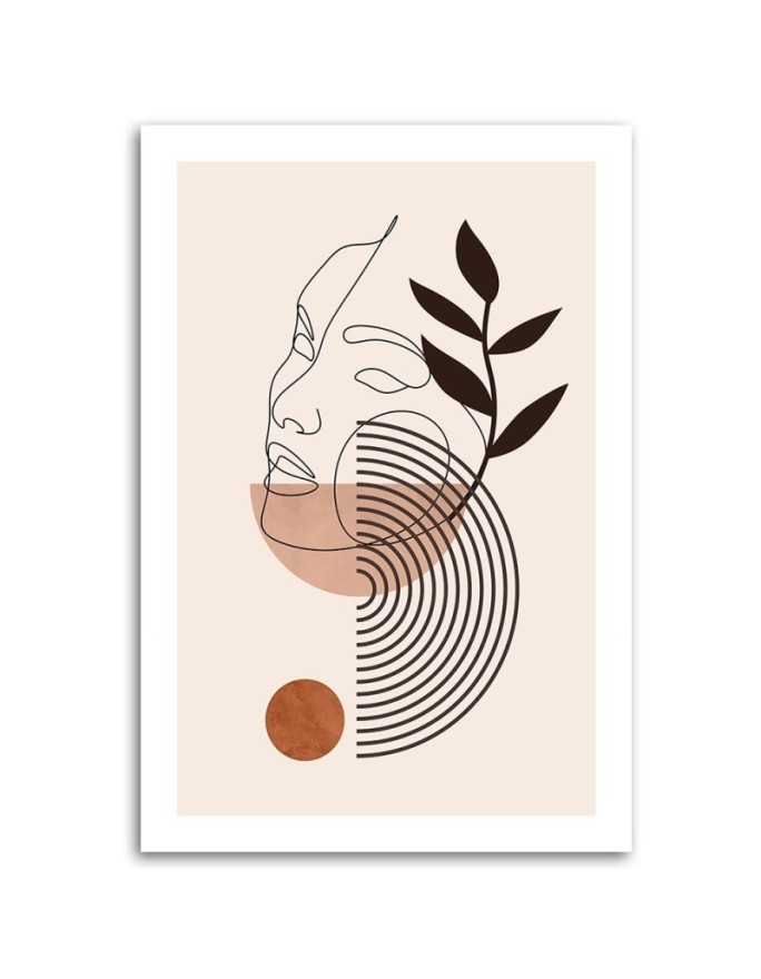 Bedroom wall painting - Boho face of a woman lines