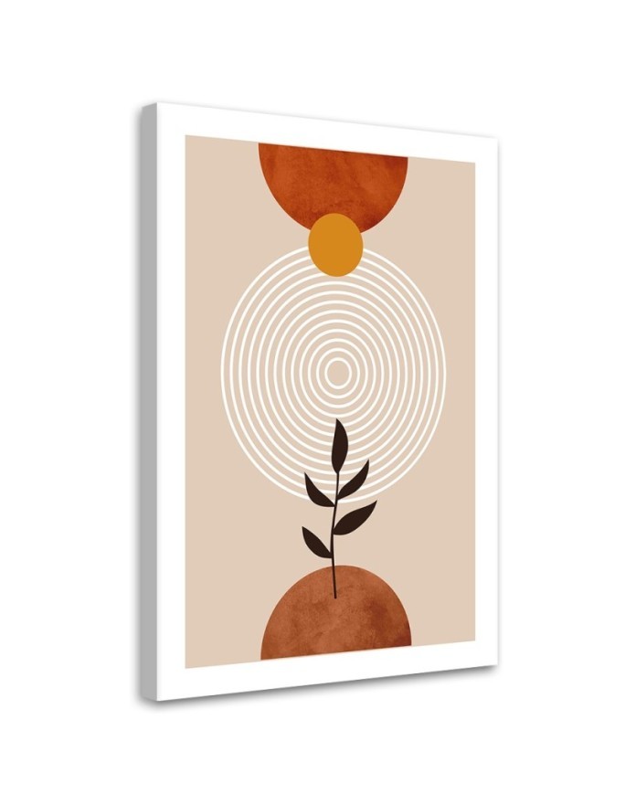 Minimalist boho canvas painting for office - Circles and twigs