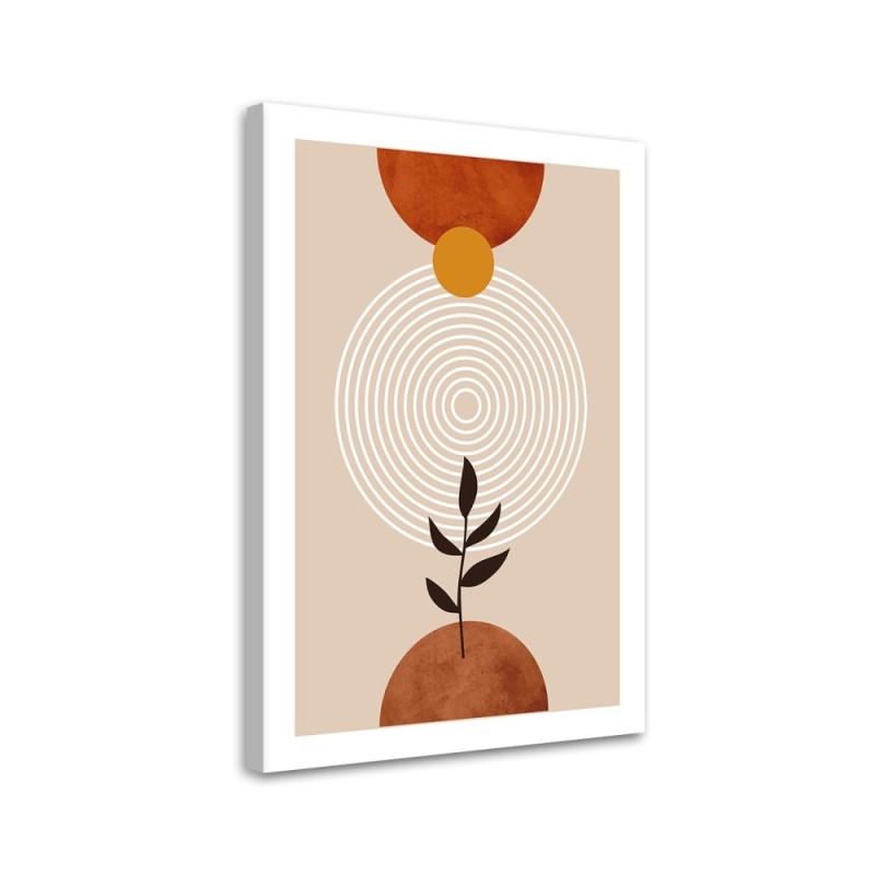 Minimalist boho canvas painting for office - Circles and twigs