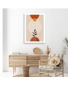 Minimalist boho canvas painting for office - Circles and twigs