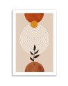 Minimalist boho canvas painting for office - Circles and twigs