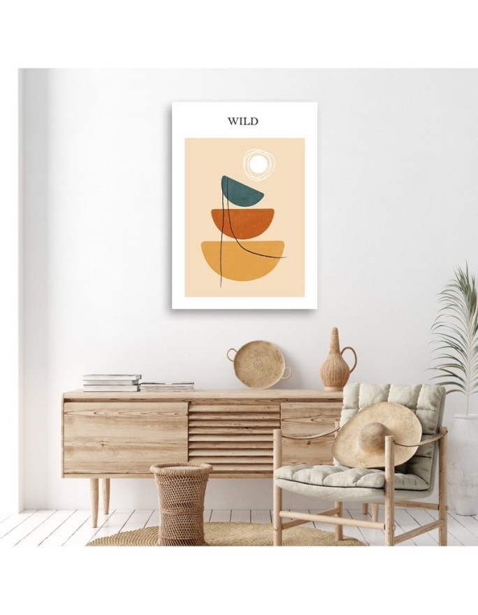 Boho painting for living room wall - Sun and shapes