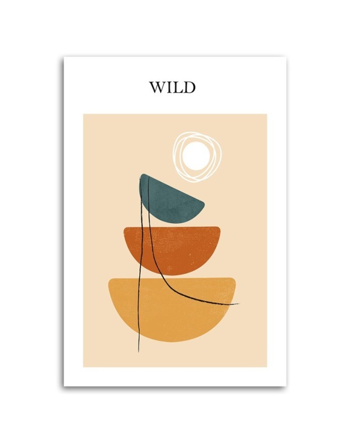 Boho painting for living room wall - Sun and shapes