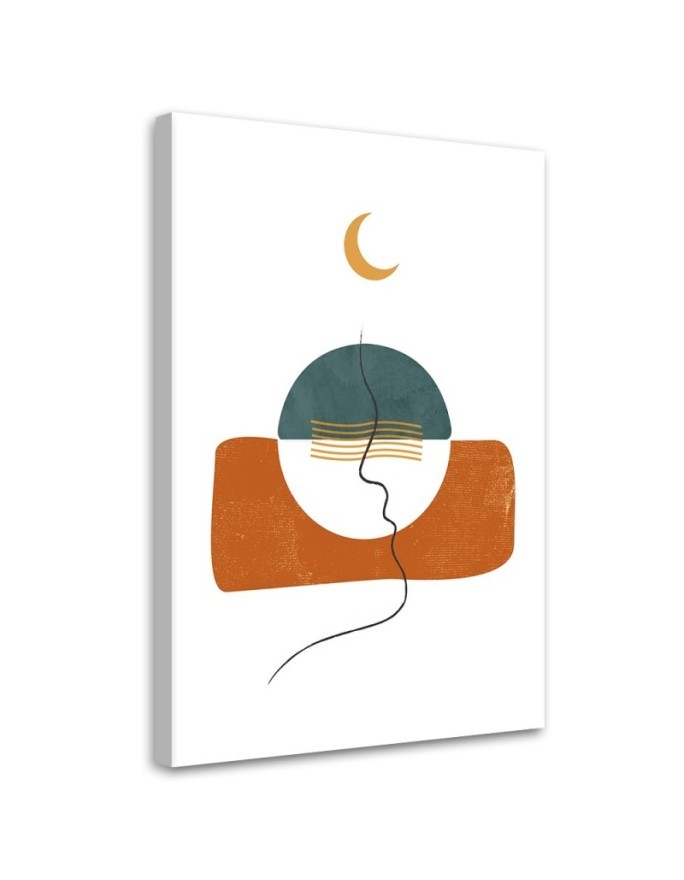 Boho painting on canvas for bedroom - Book and shapes beige
