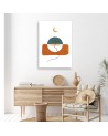 Boho painting on canvas for bedroom - Book and shapes beige