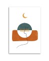 Boho painting on canvas for bedroom - Book and shapes beige