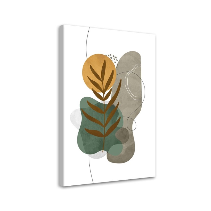 Boho painting on canvas for bedroom - Botanical shapes