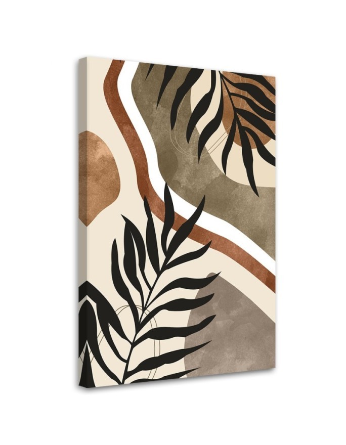 Boho style painting for living room - Leaves and twigs