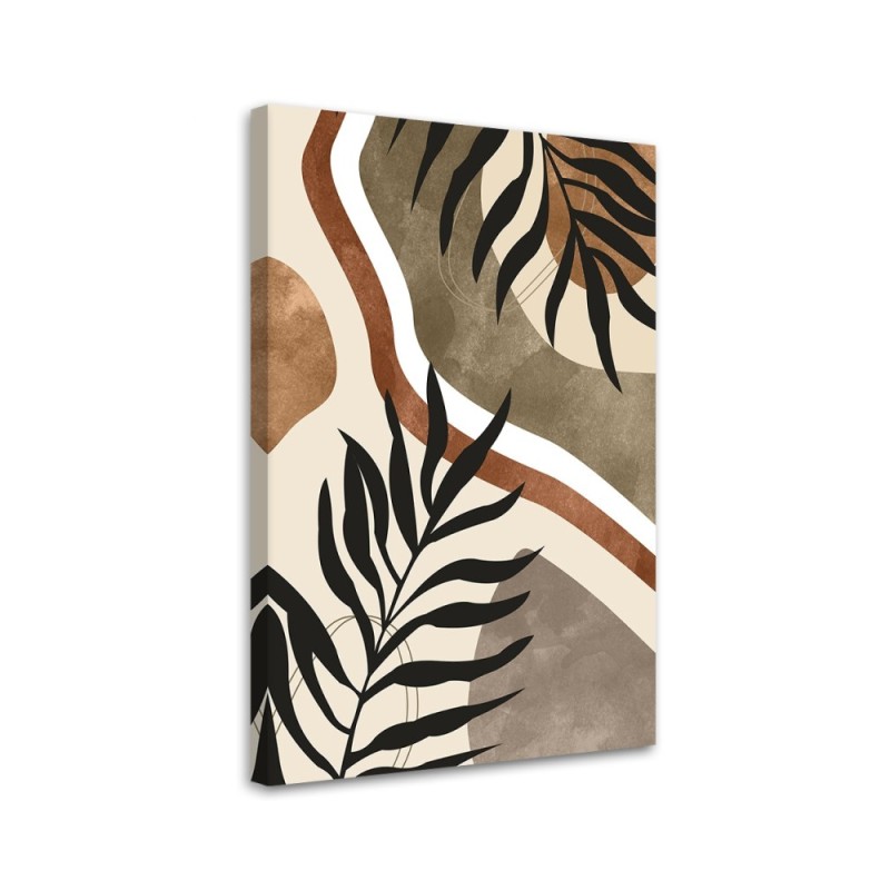 Boho style painting for living room - Leaves and twigs