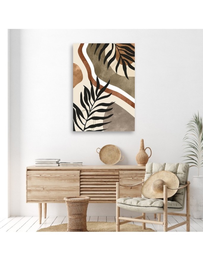 Boho style painting for living room - Leaves and twigs