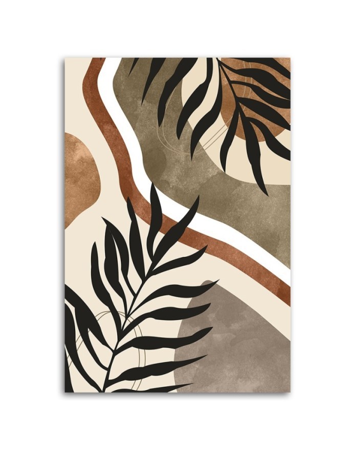 Boho style painting for living room - Leaves and twigs