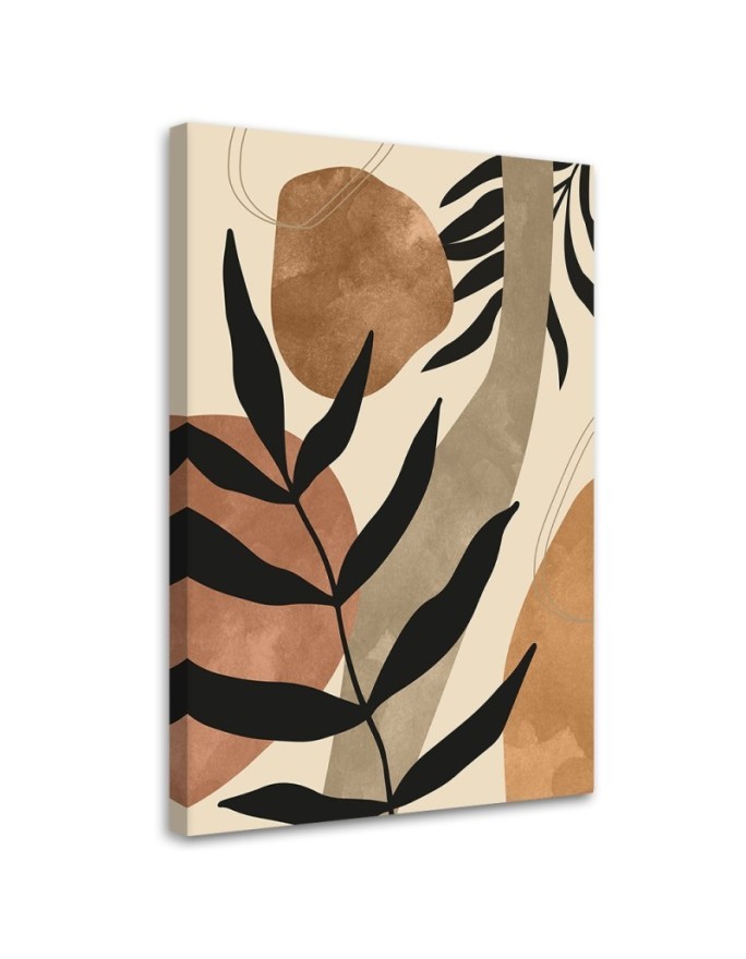 Minimalist canvas painting for living room - Boho leaves and twigs