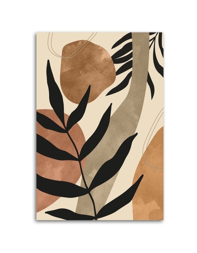 Minimalist canvas painting for living room - Boho leaves and twigs