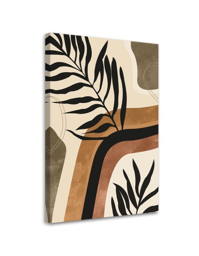 Wall painting for living room - Boho leaves and twigs