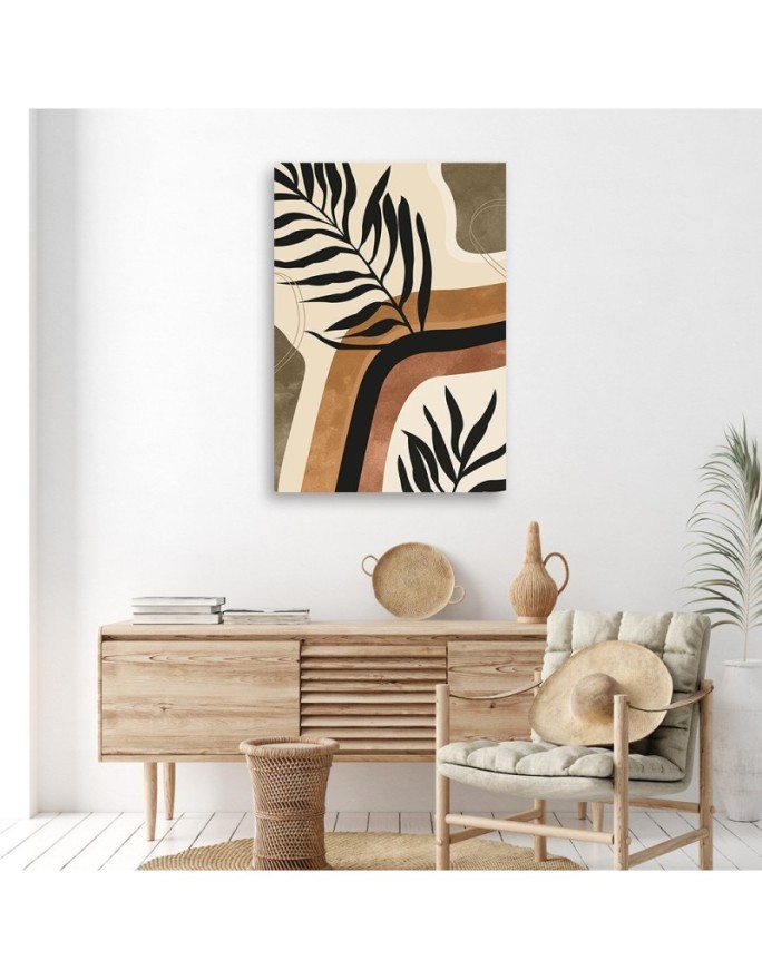 Wall painting for living room - Boho leaves and twigs