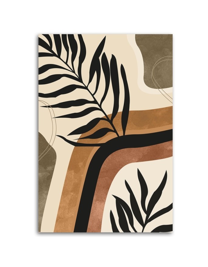 Wall painting for living room - Boho leaves and twigs