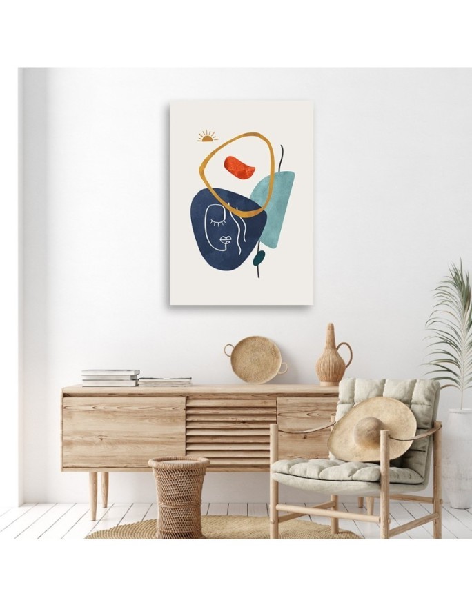 Wall painting for living room - Boho face lines and shapes