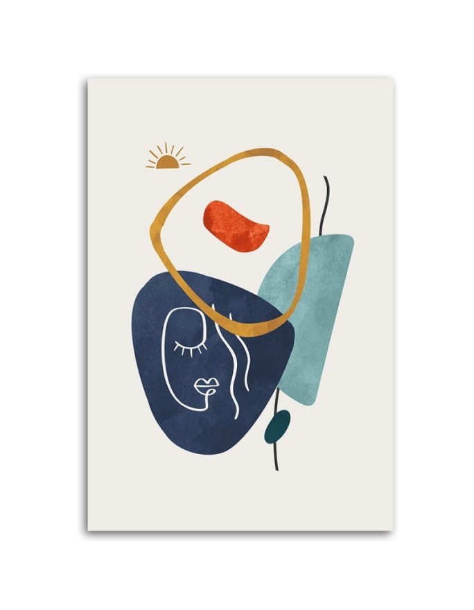 Wall painting for living room - Boho face lines and shapes