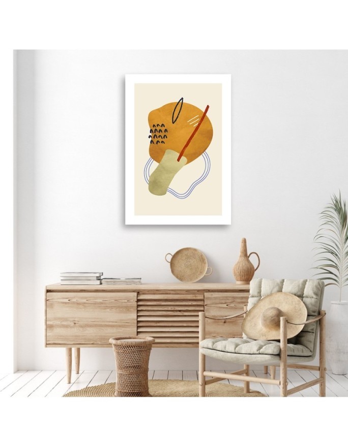 Boho modern wall painting - Abstract contours and shapes
