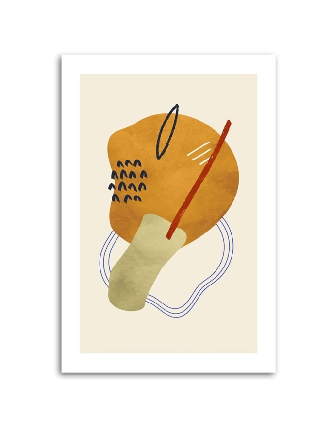 Boho modern wall painting - Abstract contours and shapes