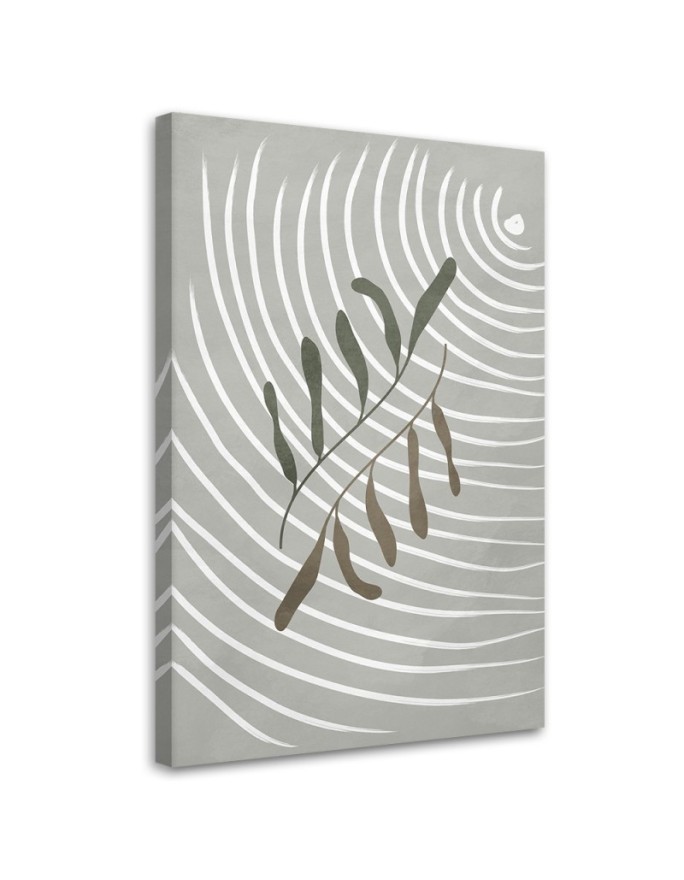 Modern wall painting - Lines and twigs in grey