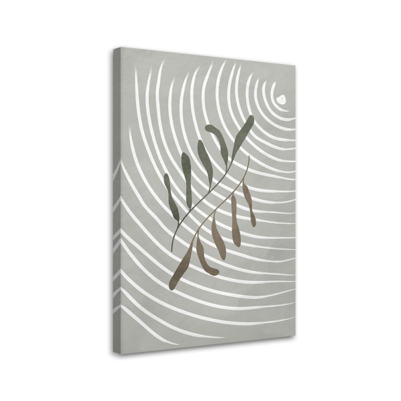 Modern wall painting - Lines and twigs in grey