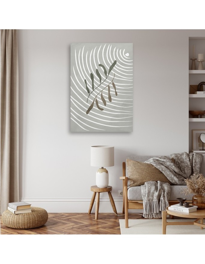 Modern wall painting - Lines and twigs in grey
